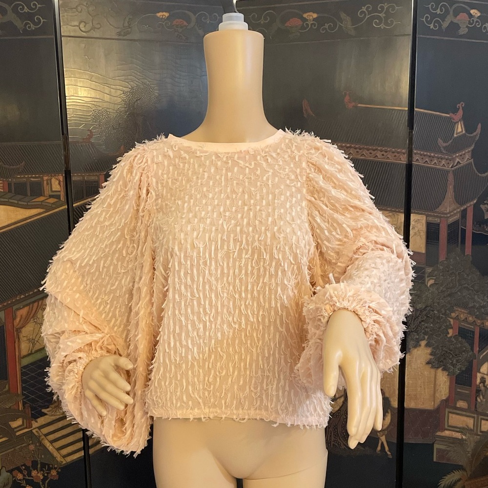 Zara long sleeve sheer pink shirt